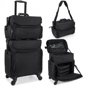 Multi-function Makeup Trolley Case Portable Travel Organizer with Shoulder Strap